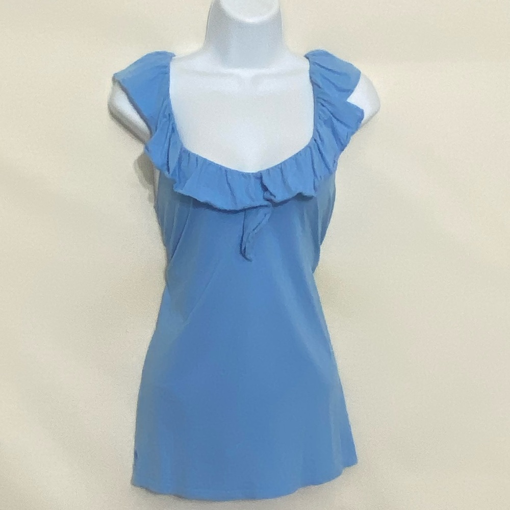 Lilly Pulitzer Blue Ruffle Blouse